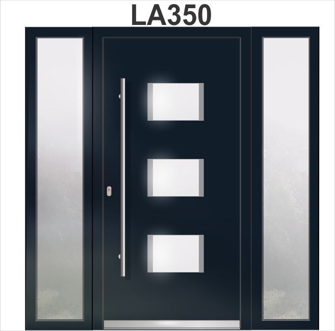 Model LA350 + 2 Luminatoare laterale Sistem WH100 Alu cu PVC Usi de intrare